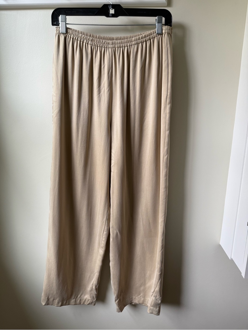 EILEEN FISHER Silk Wide Leg Pull On Pants Neutral Quiet Luxury Old Money M